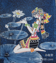 画芯手绘手染蜡染布画芯餐厅咖啡厅宾馆居家扎染装饰画