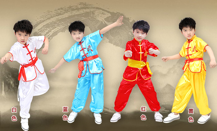 儿童跆拳道表演服 男童武术服练功服 民族