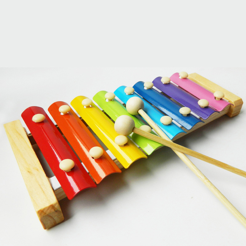 特质木制敲琴 早教益智玩具宝宝音乐启蒙玩具 八音 手敲琴玩具
