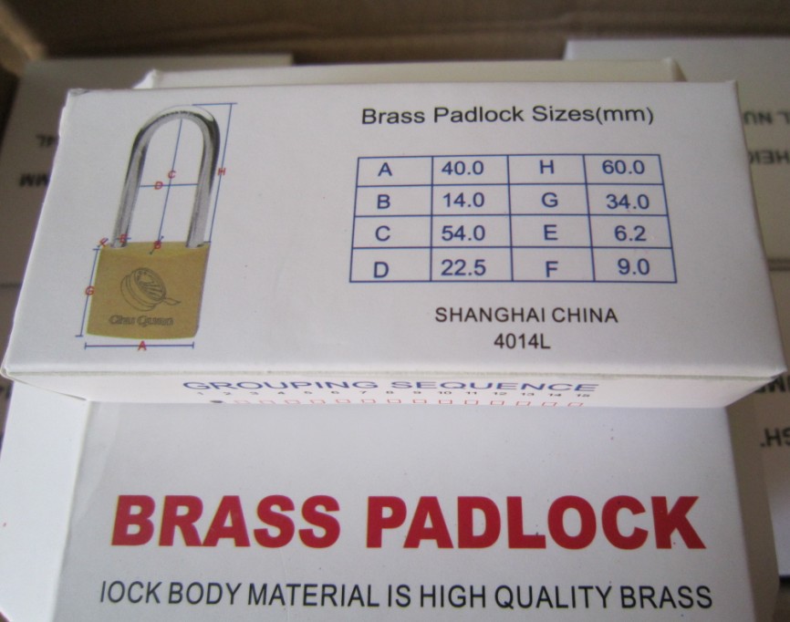 4014L铜挂锁 安全锁 锁具钥匙 40厚型长梁铜挂锁