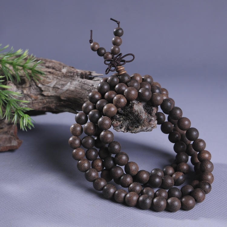 厂家批发沉香木 东帝汶虎沉佛珠手串108沉香木质佛珠手链货源供货