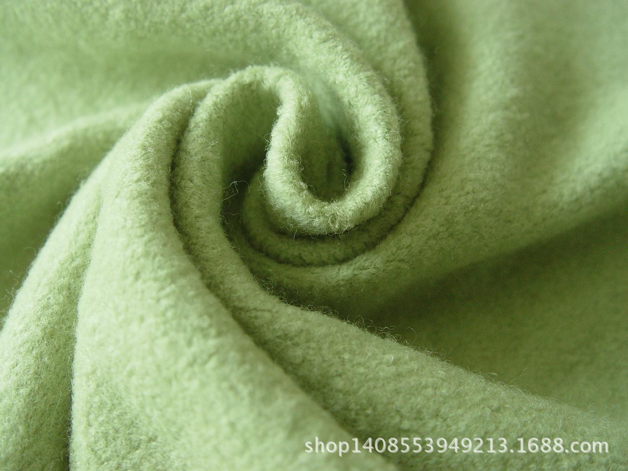 淡绿色针织羊毛呢子布料 弹力毛纺面料高档