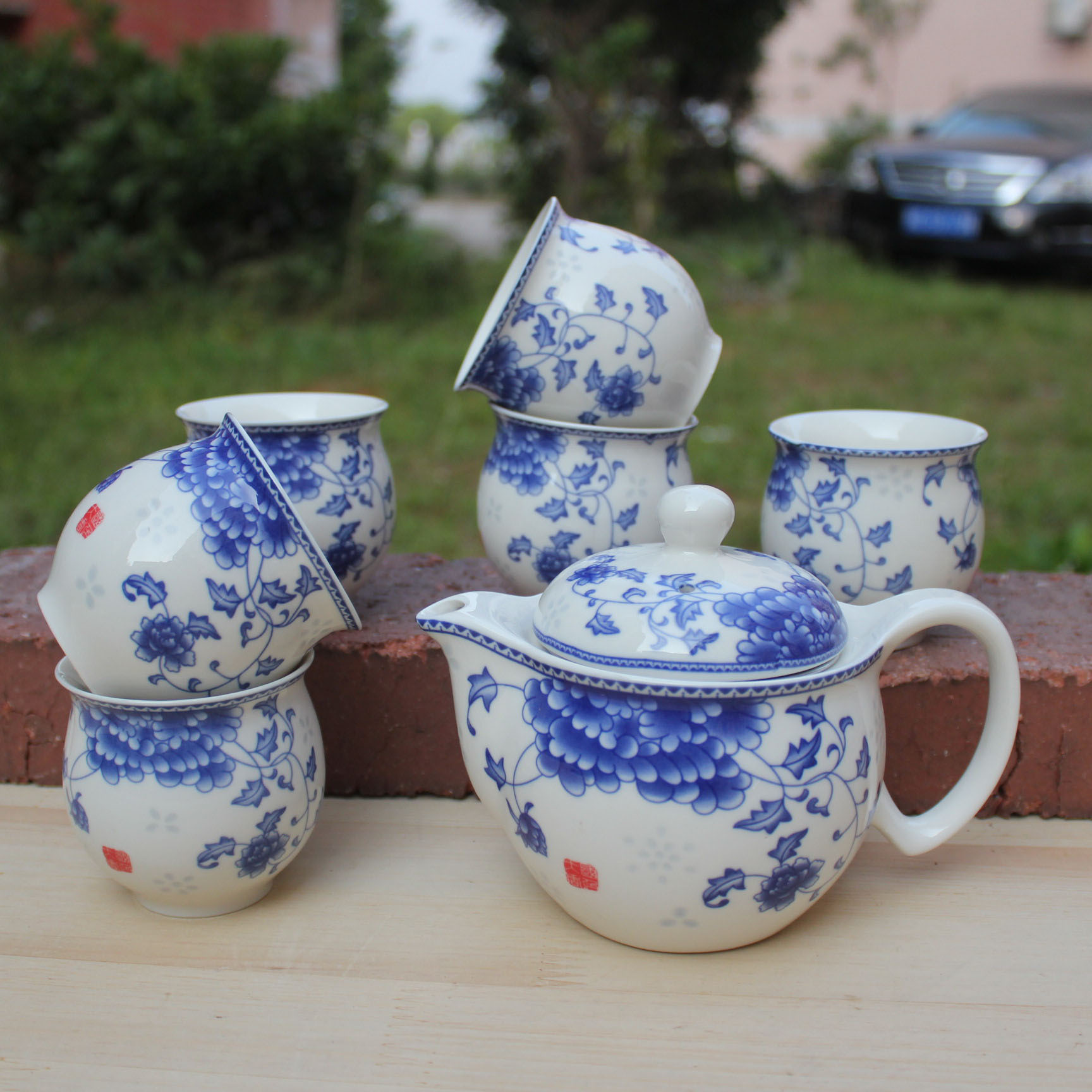 双层杯隔热茶具12097陶瓷工艺品 青花瓷套装茶具 厂家直销批发