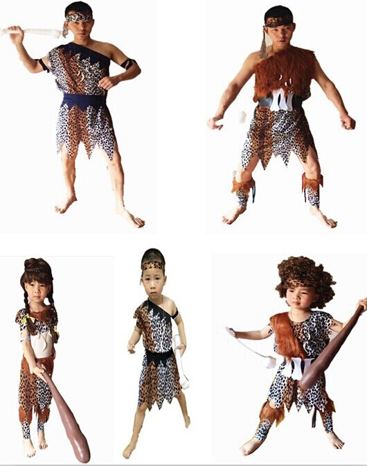 cosplay万圣节服装土著人衣服 原始人装扮 亲子高档野人服装