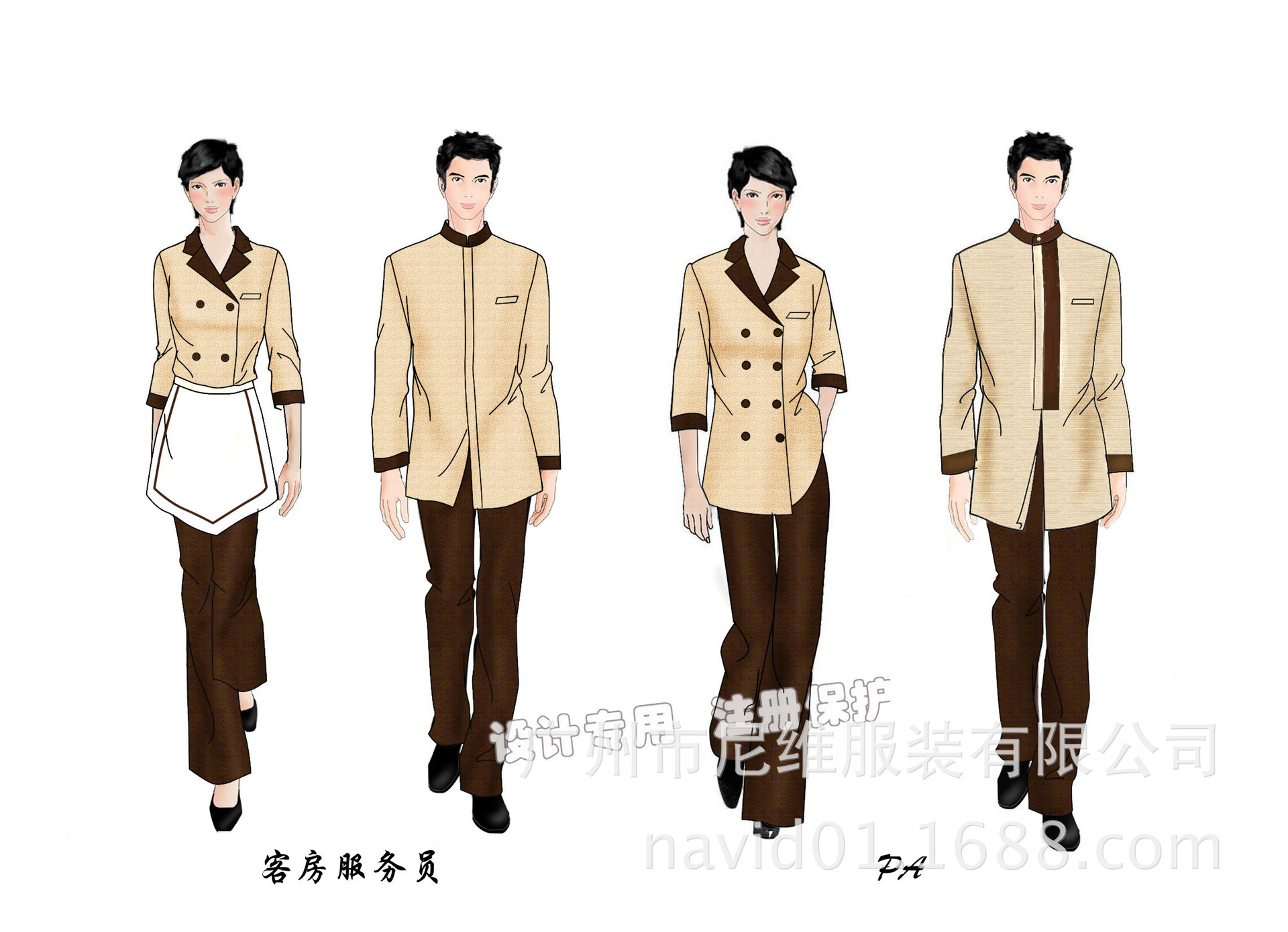 酒店制服专业设计款式新颖有多个星级酒店服装经验工艺精