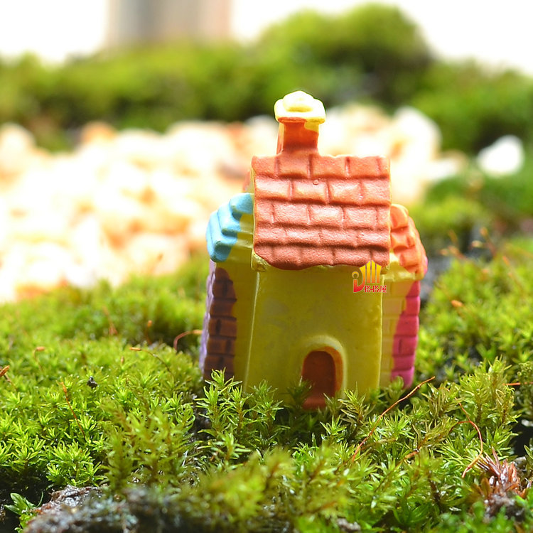 【棕顶别墅小屋】微景观摆件 树脂立体 仿真动物摆件苔藓微景观