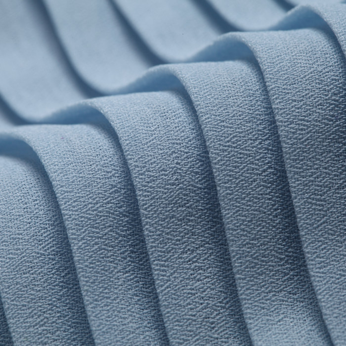 2018夏天小清新珍珠纱布料 螺水蓝色风琴百褶压皱雪纺 半腰裙面料