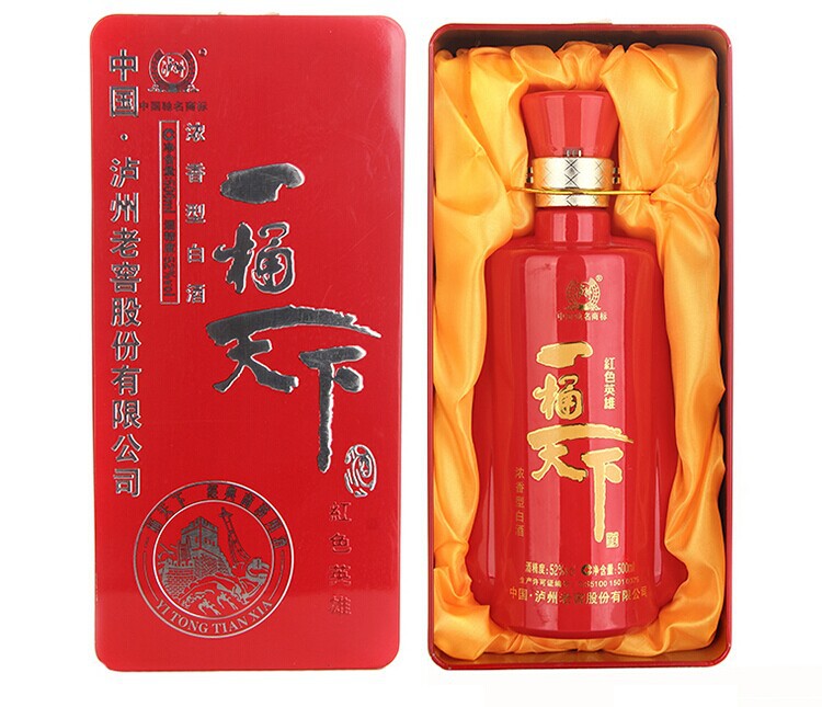 泸州老窖一桶天下红色英雄52度浓香型白酒批发婚宴用酒