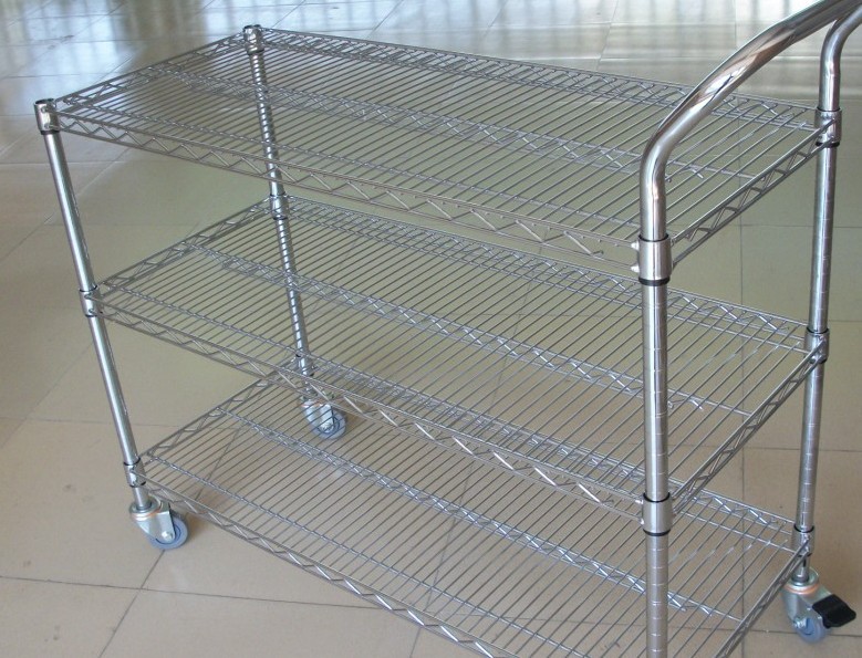 深圳镀铬货架置物架镀铬手推车碳钢架带轮工业镀铬货架特价包邮