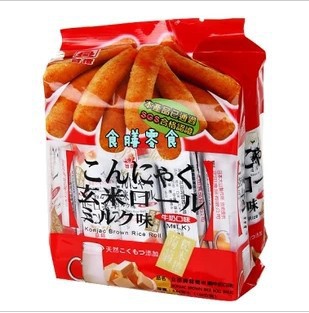 批发 台湾进口北田蒟蒻糙米卷牛奶味粗粮谷物膨化休闲零食品160g