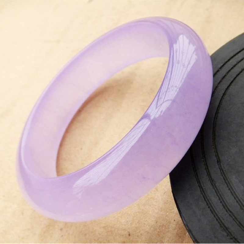 天然新坑翡翠a级紫罗兰手镯 粉紫色女士镯子紫色玉镯芙蓉玉石英岩