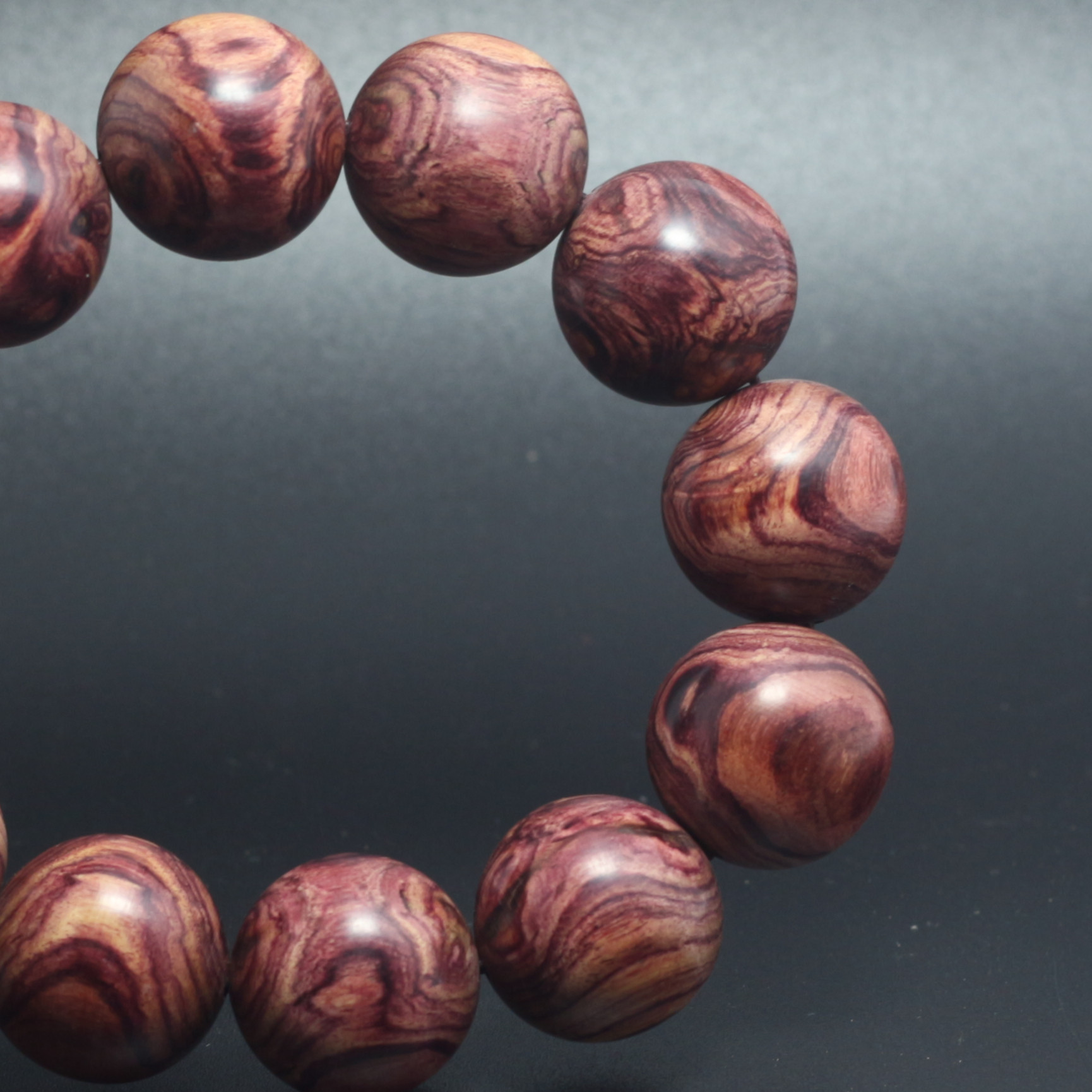 紫檀柳佛珠手串 20mm 对脸鬼眼佛珠手链 酷似海黄