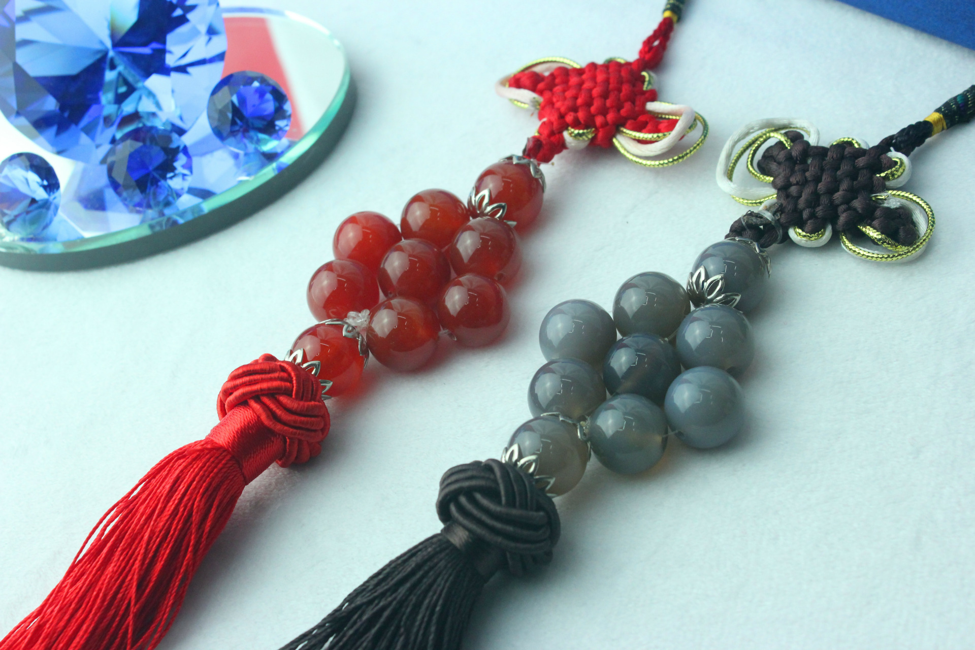 天然玛瑙七星珠汽车挂件 中国结汽车挂饰汽车保险赠品实用礼品