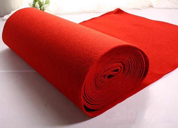 一次性红色婚庆地毯开业庆典展会专用毯加厚拉绒毯展览毯-防潮垫,地席