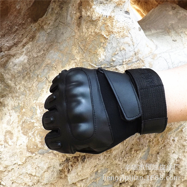 厂家直销 男士户外战术半指手套 防护耐磨 攀登作战训练皮手套