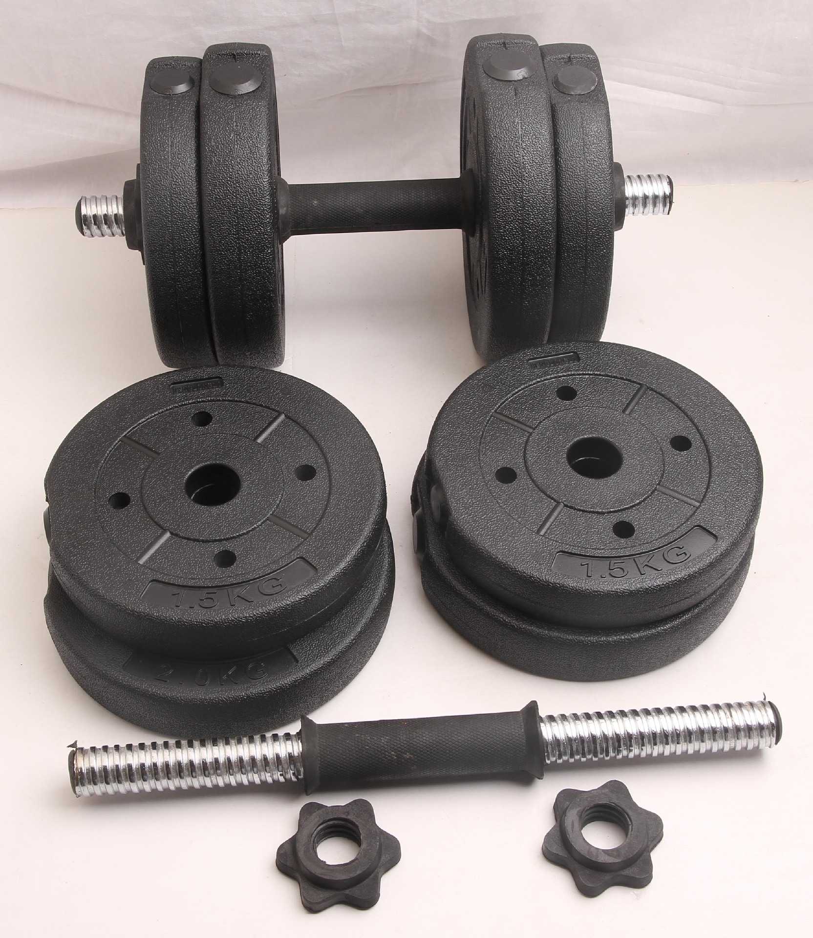 健身器材 男士10kg20kg哑铃16片装 力量哑铃健身用品厂家供应