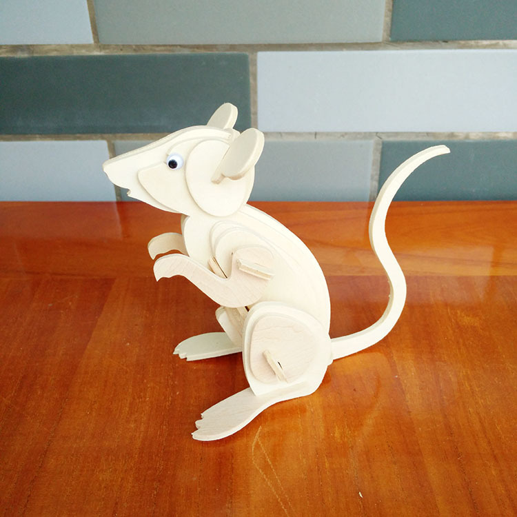 乐童星 老鼠木质拼图 3d立体木质拼图 开发智力拼图拼板 加工定制