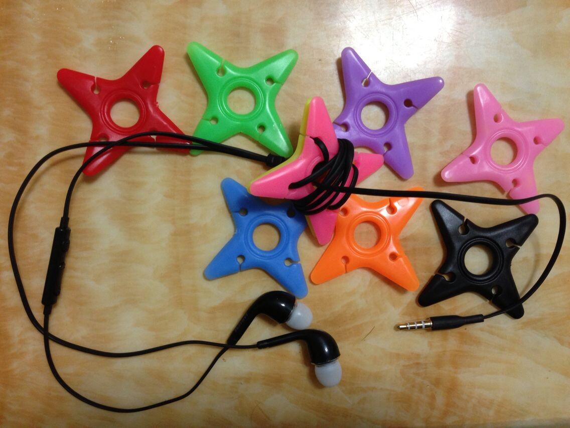 新款硅胶飞镖绕线器 耳机理线器 四角星集线器 四角形集线器