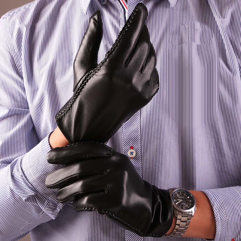 秋冬季意大利进口羊皮真皮手套韩版保暖男款手工机车手套cym05