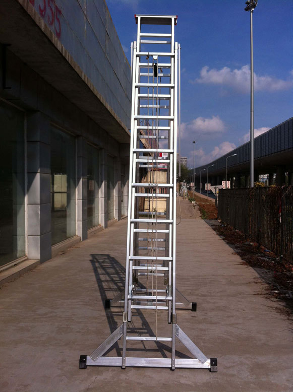 供应铝合金家用伸缩梯 铝合金人字伸缩梯 双面2节拉伸缩梯