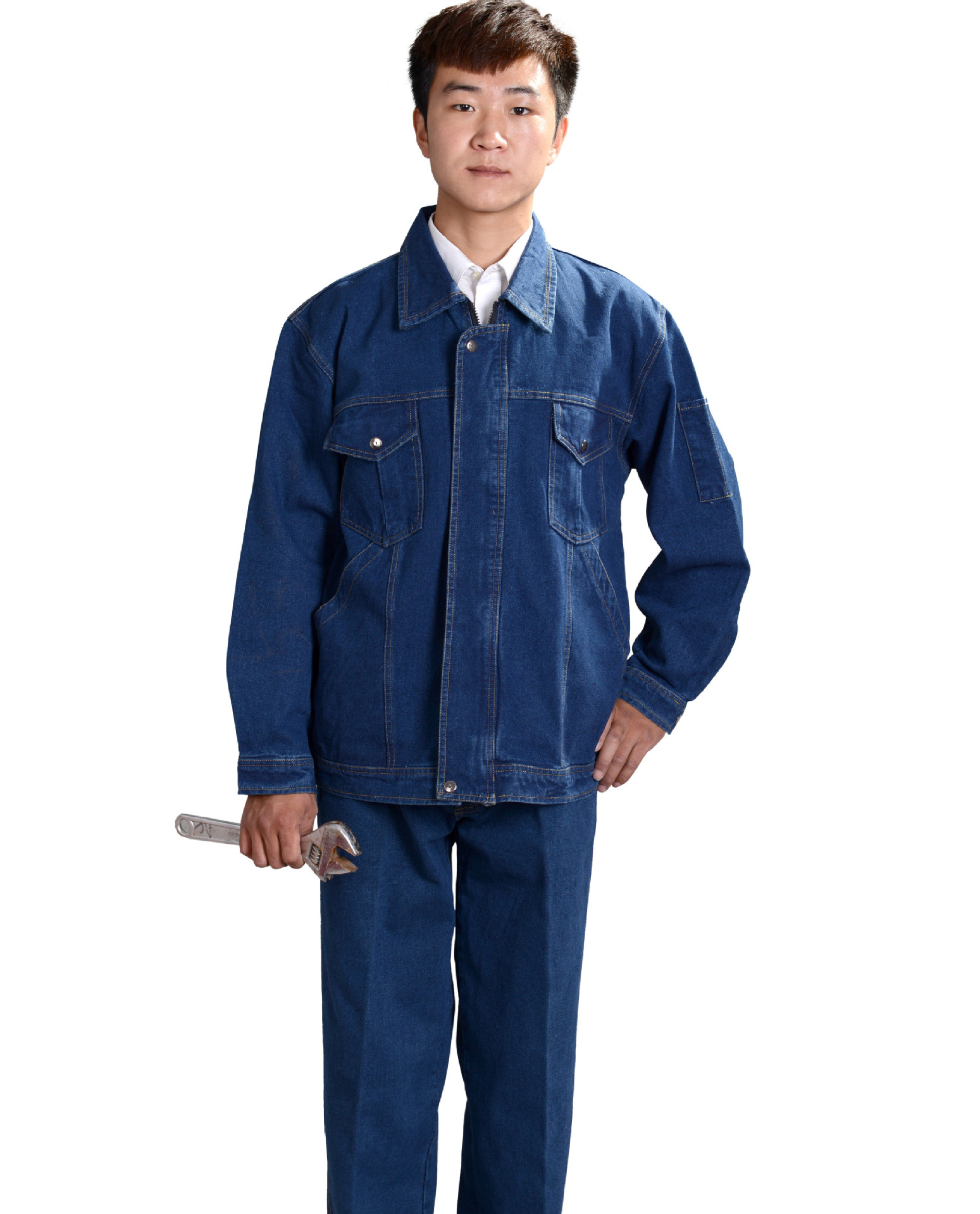 加厚水洗牛仔工作服 劳保服装订做各种工作服套装劳保服工作服