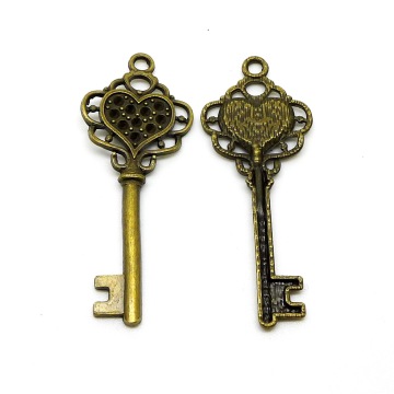 a4670爱心钥匙1000克/285个/包3.5克56x23mm复古热销合金挂坠欧美