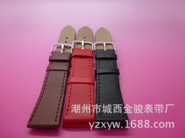 Plain Pu Needle Pattern Color Leather Strap Men's and Women's Calf Pattern Watch Strap Flat Watch Strap Spot Supply