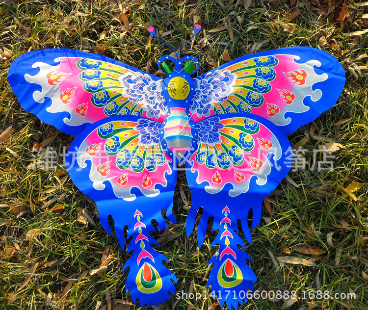 潍坊杨家埠厂家直销传统风筝工艺品 祥瑞富贵蝴蝶风筝直销