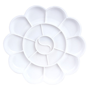 梅花盘 水粉18格 水彩 18色调色盘白色 大号 美术专用