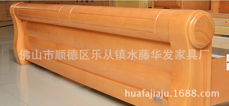 厂家直销木床榉木高箱储物床实木床1.8 米纯实木双人床特价