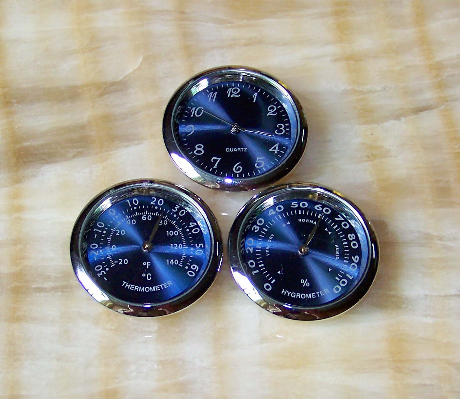 厂家直供34mm车饰镶嵌式表头 车载时钟表头 车载镶嵌式温湿度计表