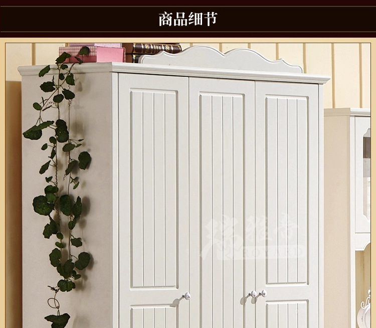 厂家直销批发韩式三门衣柜 实木带抽屉衣柜 储物柜三门组合柜