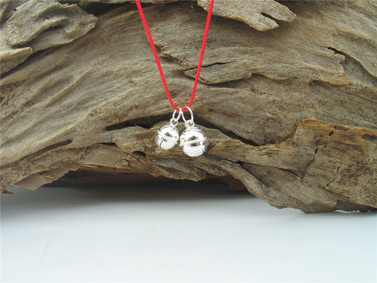比金坚银饰 s990素银莲花铃铛吊坠 女 红绳手链配件 厂家直销