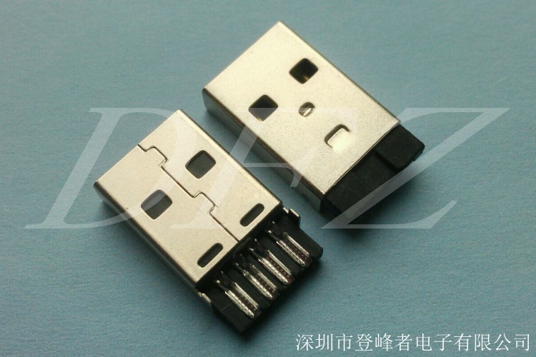 DFZ-GS018 USB2.0 AM短体焊线一体式黑胶 0