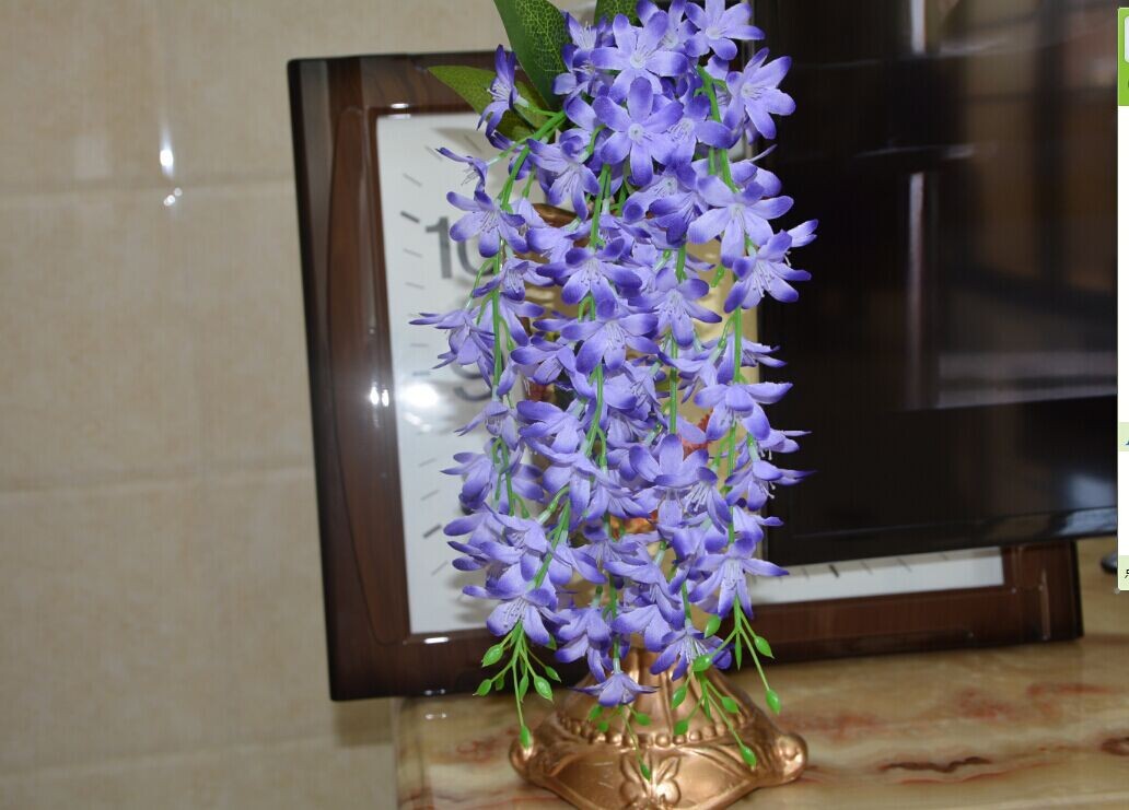 仿真花批发吊兰花 吊兰挂壁花家居藤条 绢花厂家直销