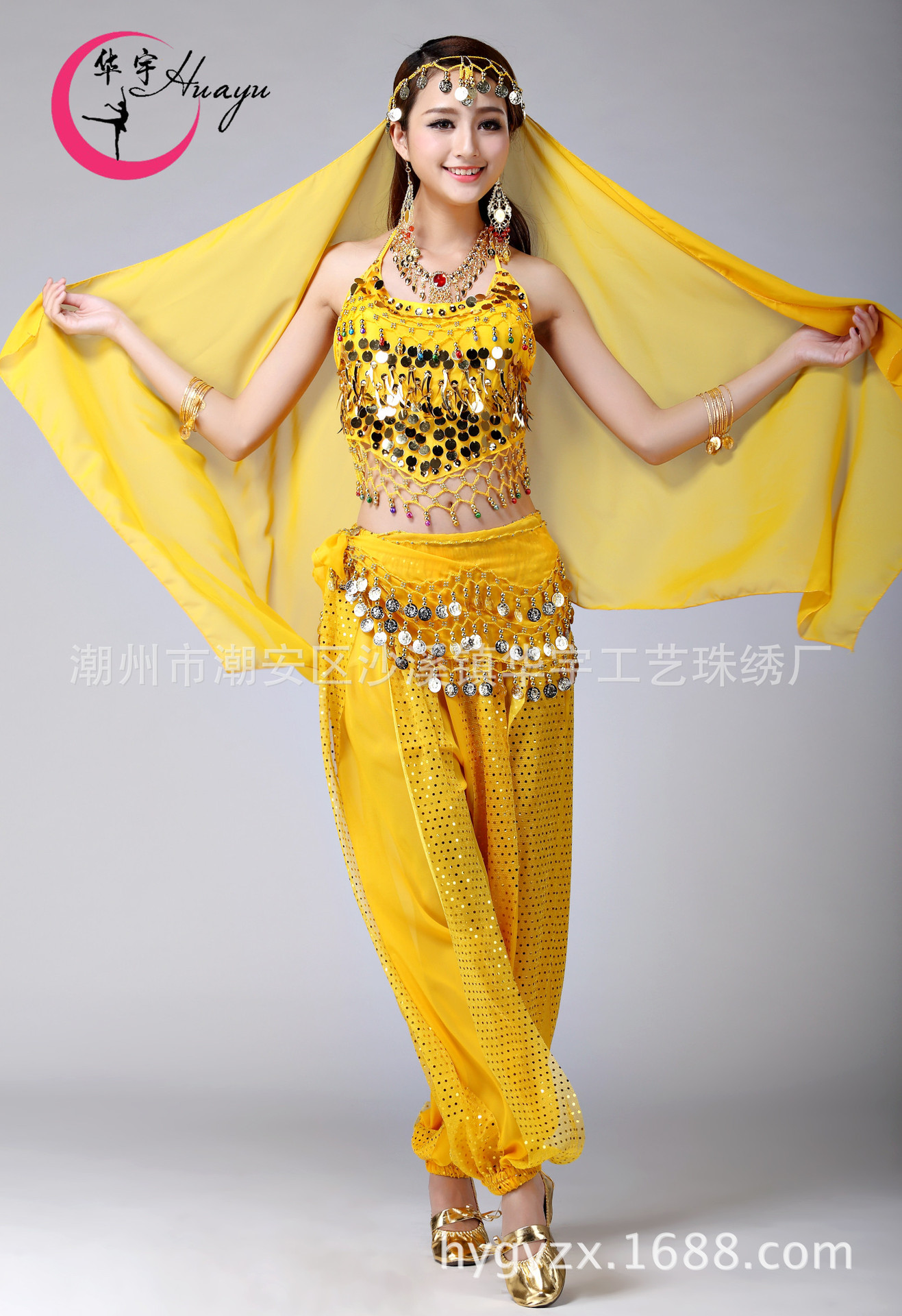 华宇舞蹈厂家印度舞舞蹈服装肚皮舞新疆舞民族舞蹈演出服套装0006