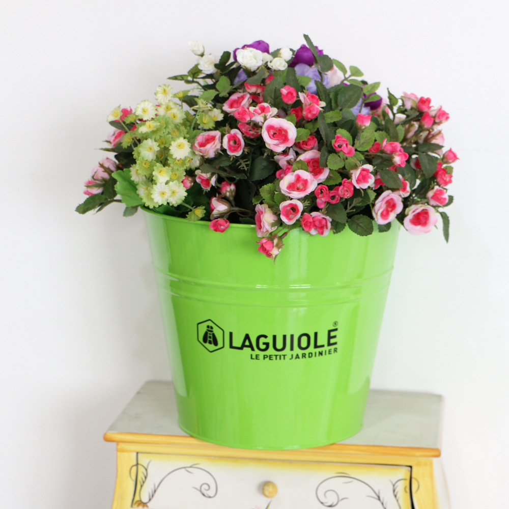 Spot Foreign Trade Single Pastoral Style Colorful Iron Leather Flower Bucket Flower Ware Home Decorative Creative Flower Pot