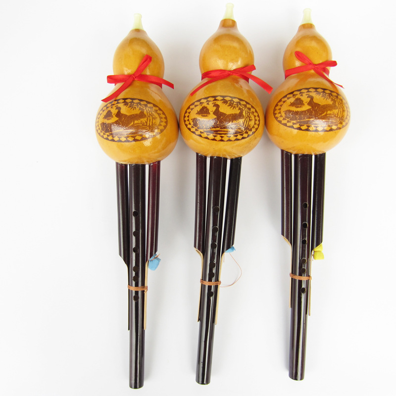 厂家直销 孔雀花双音葫芦丝 学习型 烙花葫芦丝 乐器批发