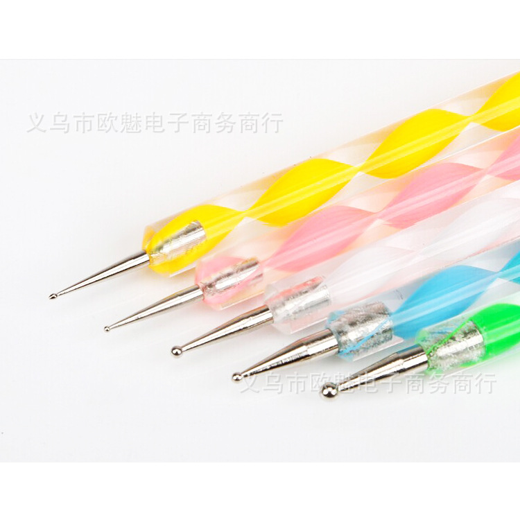 Manicure Brush 5 PCs Set Nail Art Rhinestones Picking Pen Double-Headed Nail Acrylic Drill Pen Factory Wholesale