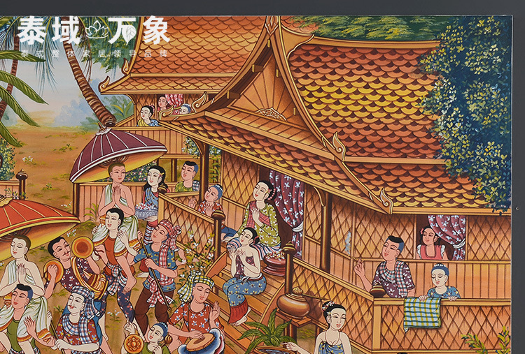 泰国进口特色兰纳无框画 东南亚风格民俗风情人物装饰手绘油画