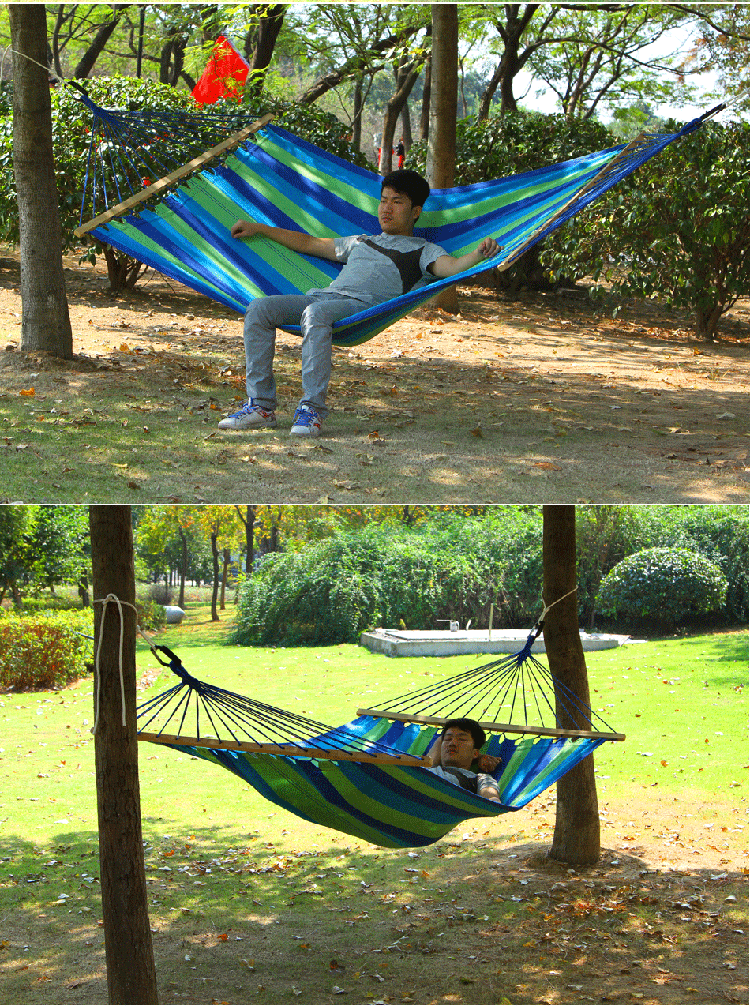 凹凸 加大号户外室内吊床单人带木棍头加厚帆布吊床秋千 at6717