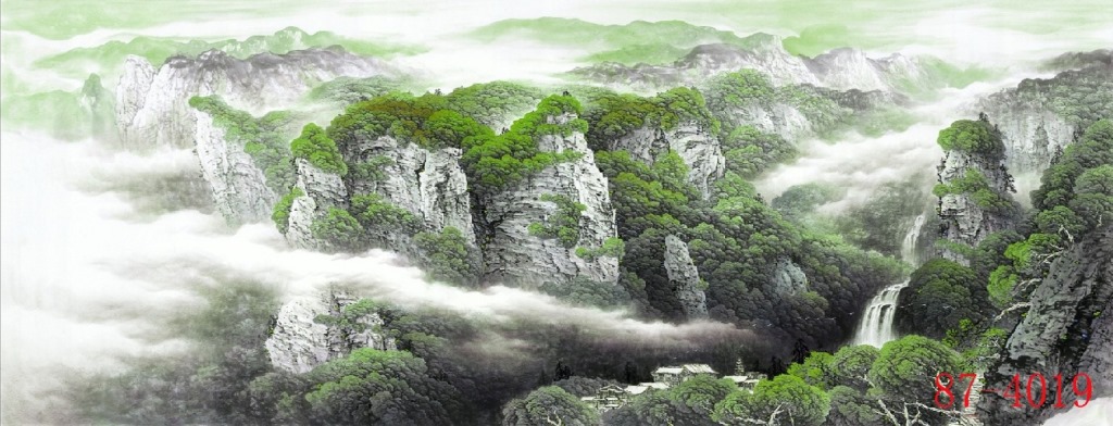 国画 字画 张艺张家界山水画 小八尺87-4019装饰画高仿真画芯批发