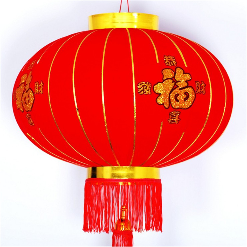 广州植绒福字灯笼/春节植绒布福字大红灯笼批发/高档福字红绒灯笼
