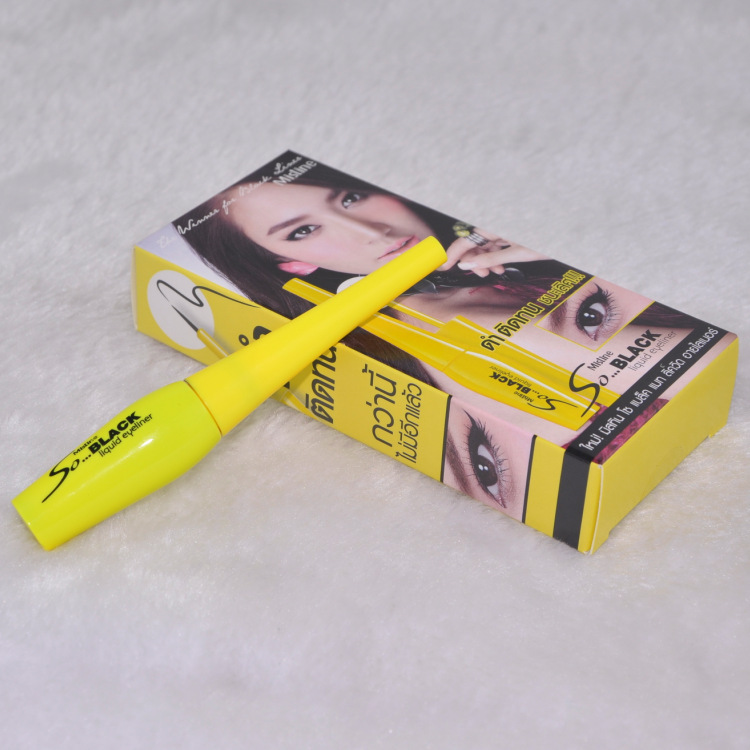 泰国mistine眼线液 so black浓黑防水不晕染 黄管眼线笔 批发代发