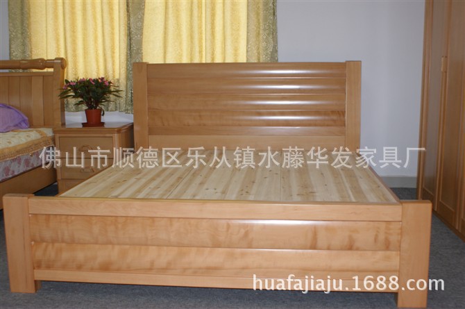 大量供应优质实木床进口榉木材料双人床单人床质量保证坚韧耐用