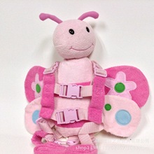 外贸儿童玩具防走失背包 粉红色珍珠绒条纹蜜蜂