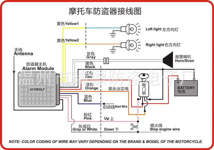 爱玛防盗器十线接线图图片