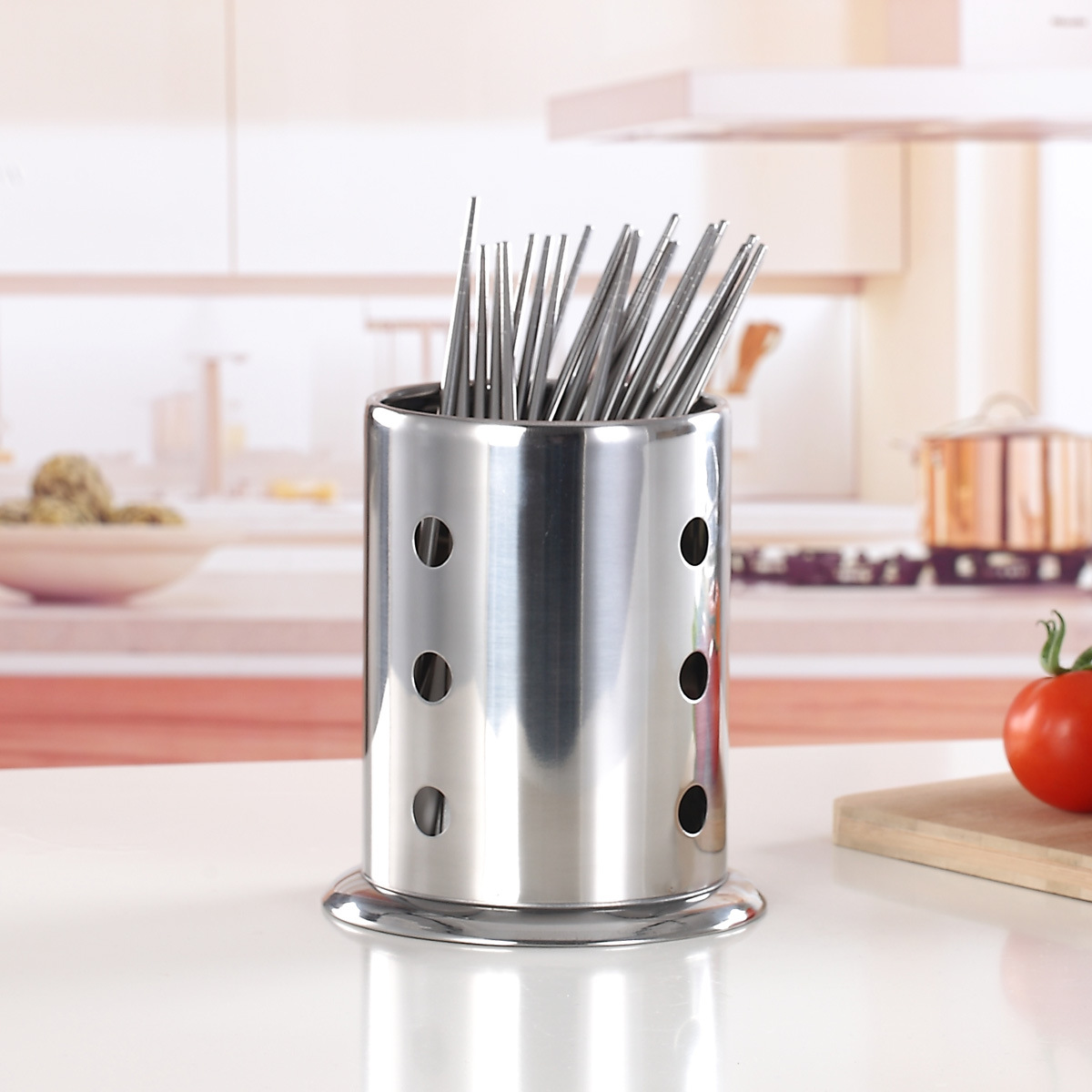 不锈钢筷子筒 餐厨用品 筷笼 不锈钢厨具 圆孔筷子筒 加高