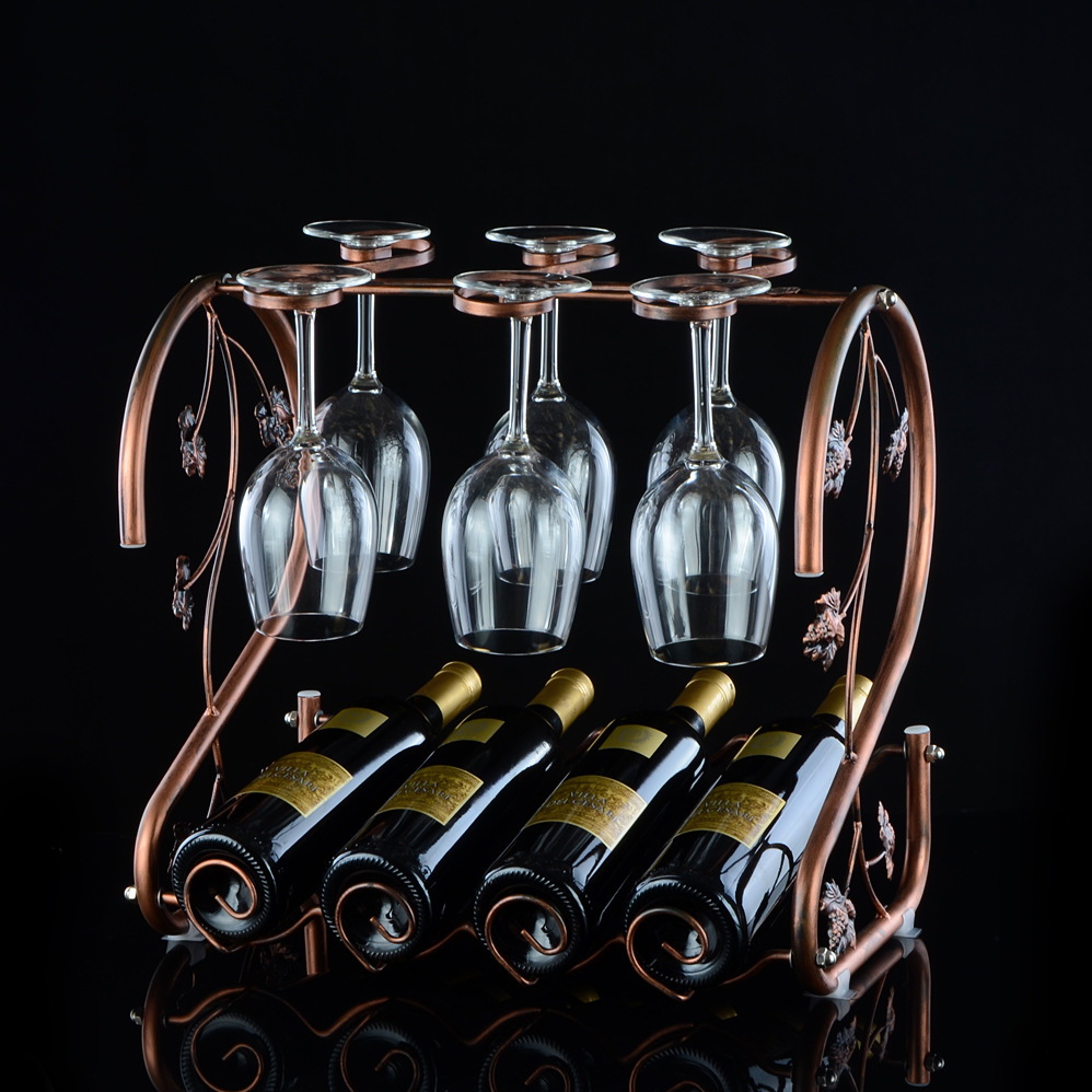 酒架厂家 现货供应 铁艺红酒架 酒瓶架 酒杯架两用太阳花双瓶酒架