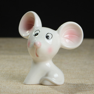 创意可爱卡通米老鼠家居陶瓷摆件 陶瓷动物工艺摆饰 生日礼物首选
